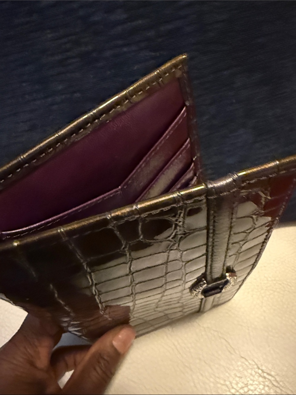 Brighton Jetson Folio Croc-Embossed Wallet with Silver Accent - Picture 9 of 9
